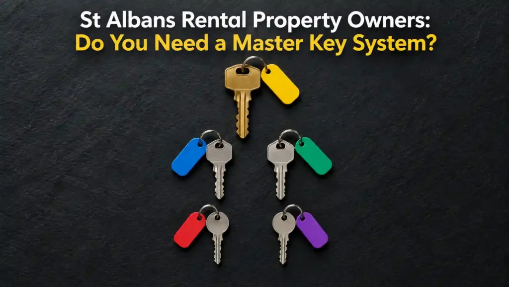 Master key system with multiple keys arranged by access level for St Albans rental properties